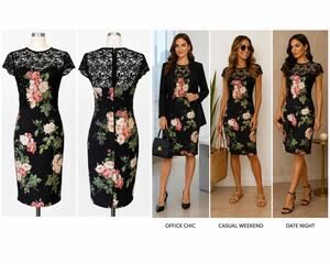 Paper Dolls London Black Floral Lace Sheath Dress | Crochet Lace Overlay |Size 4